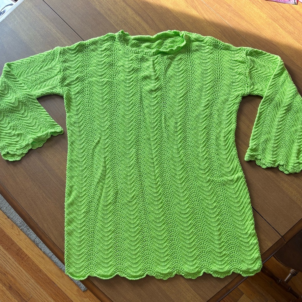 Vibrant Green Y2K knitted sweater top